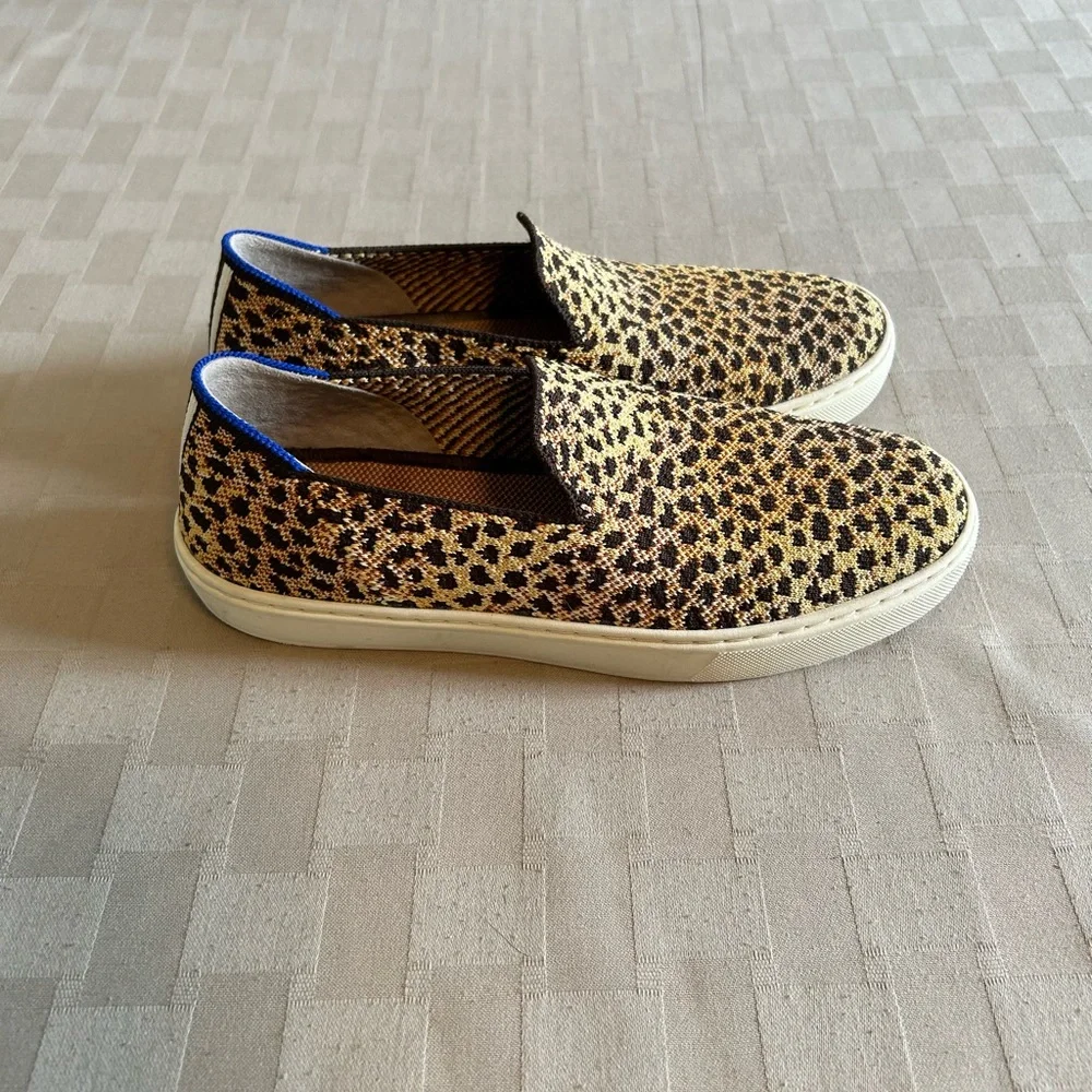 Rothy’s The Original Slip On Sneakers in Sahara Cat Leopard